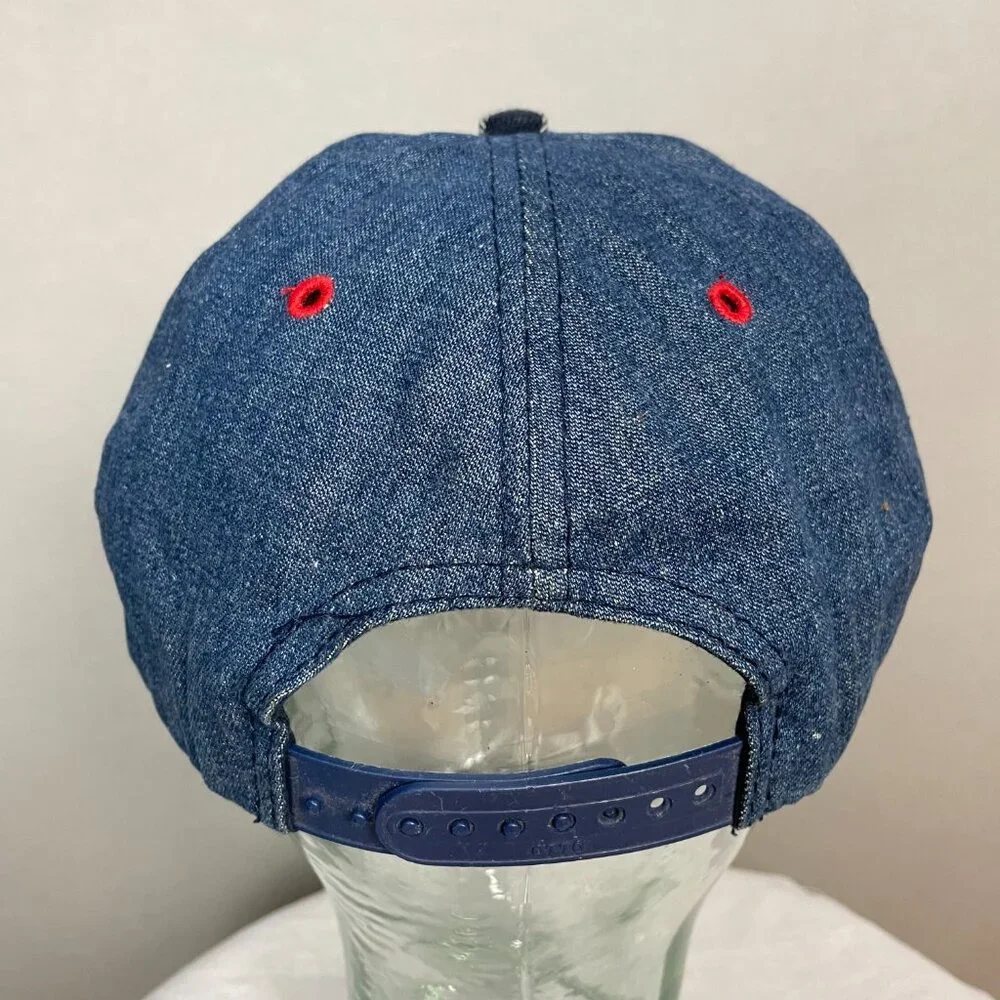 Otto Baseball Hat Denim Style Red‎ Plaid Cotton One Size Classic Retro Sporty